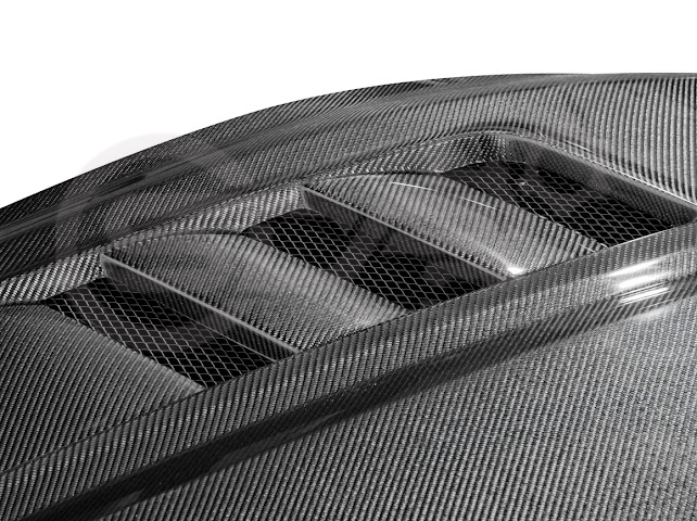 2024-Up Ford Mustang S650 | Terminator Style CARBON FIBER Front Vented Hood